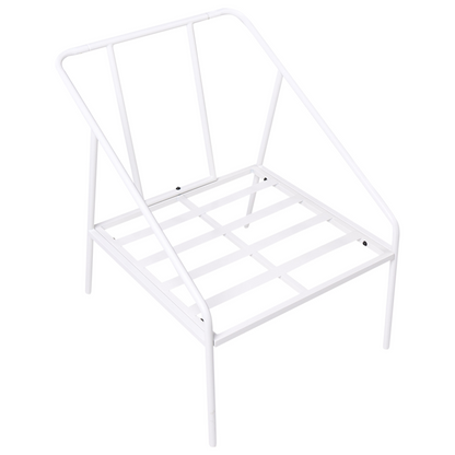 White Metal Garden Set 4 Seater With Removable Cushion Covers And Tempered Glass Table Modern