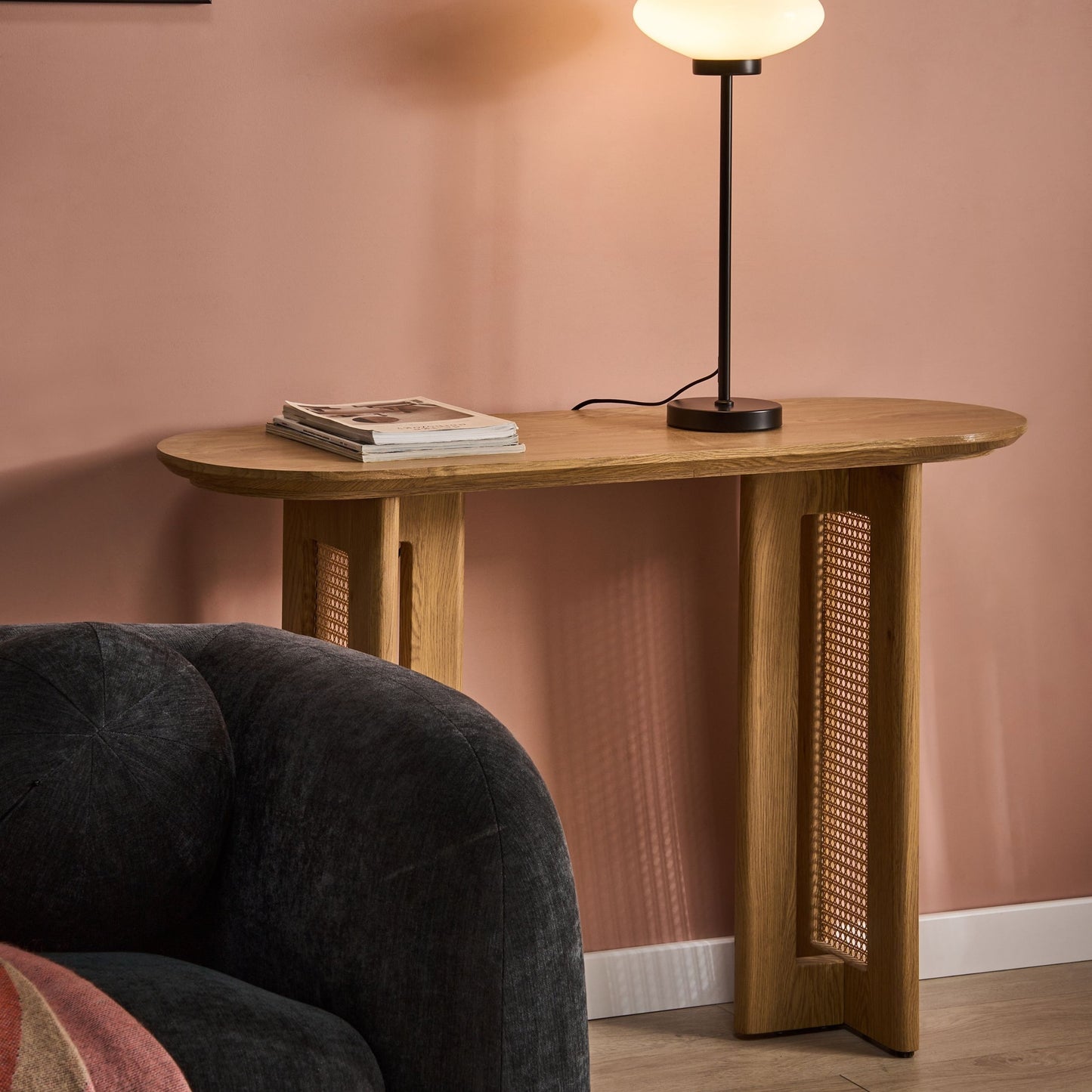 Table Lamp Black Iron Base With Milk Glass Shade