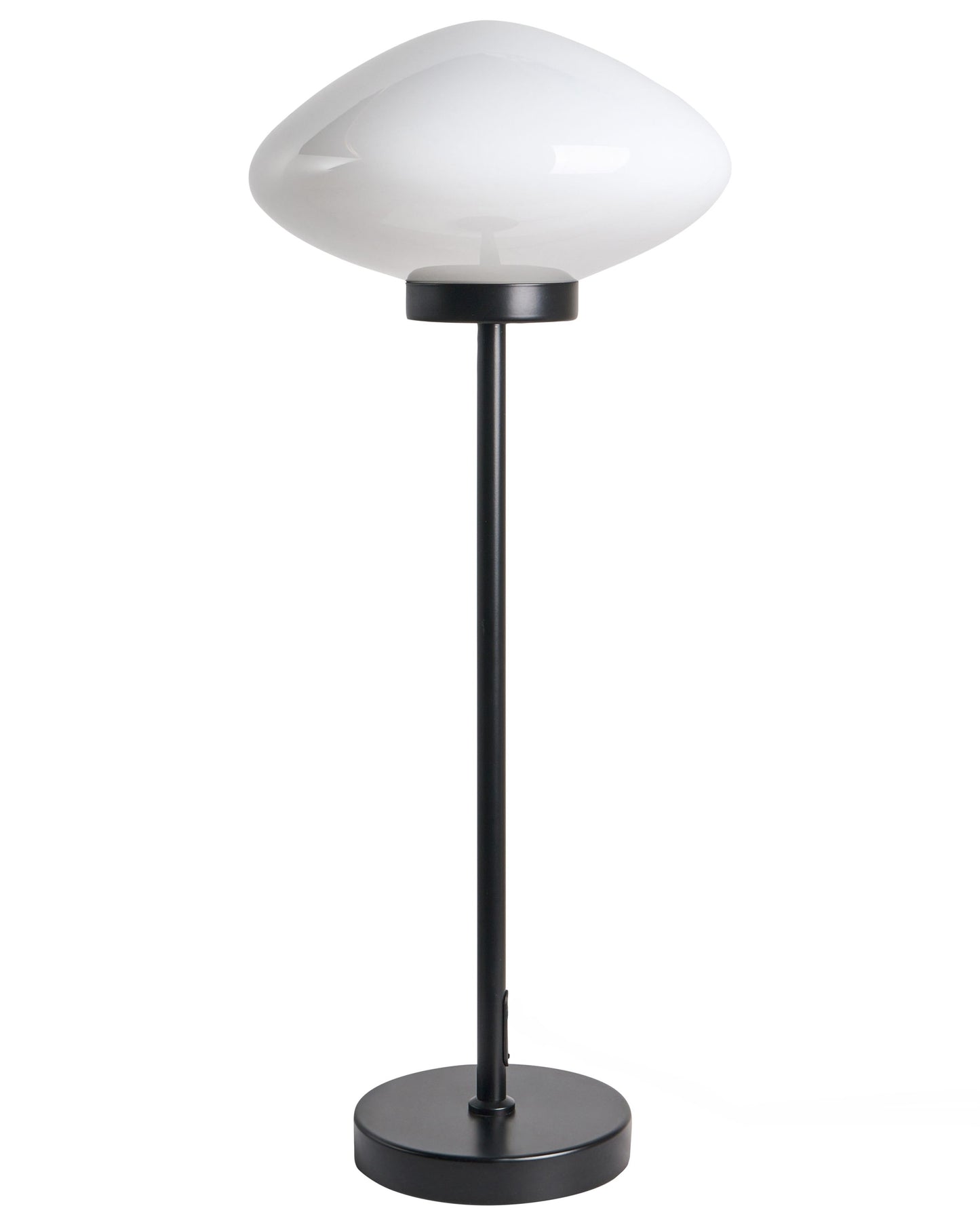 Table Lamp Black Iron Base With Milk Glass Shade