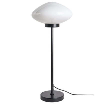 Table Lamp Black Iron Base With Milk Glass Shade