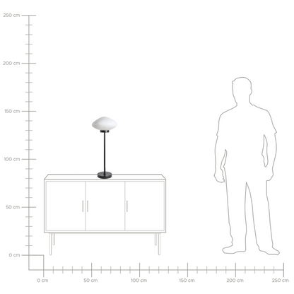 Table Lamp Black Iron Base With Milk Glass Shade