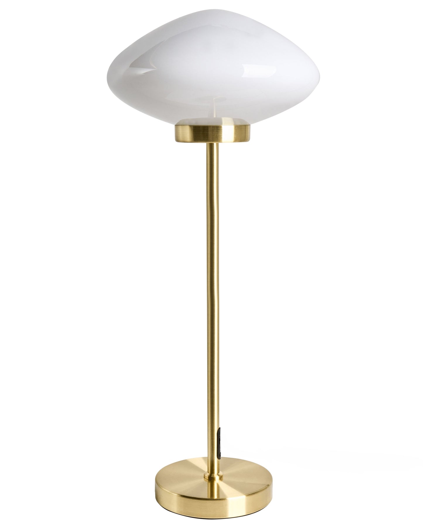 Table Lamp Gold Iron Base With Mushroom Milk Glass Shade