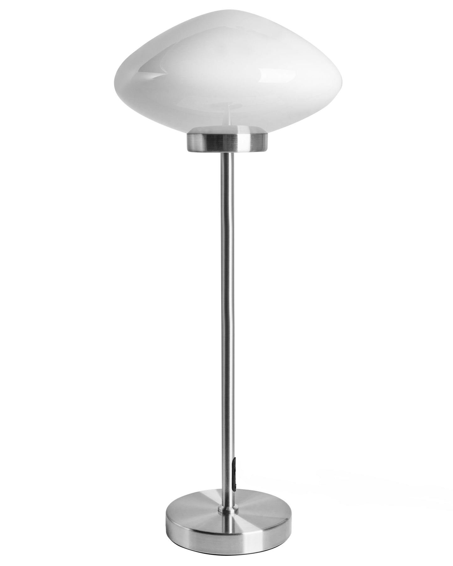 Table Lamp Silver Iron Base With Mushroom Milk Glass Shade