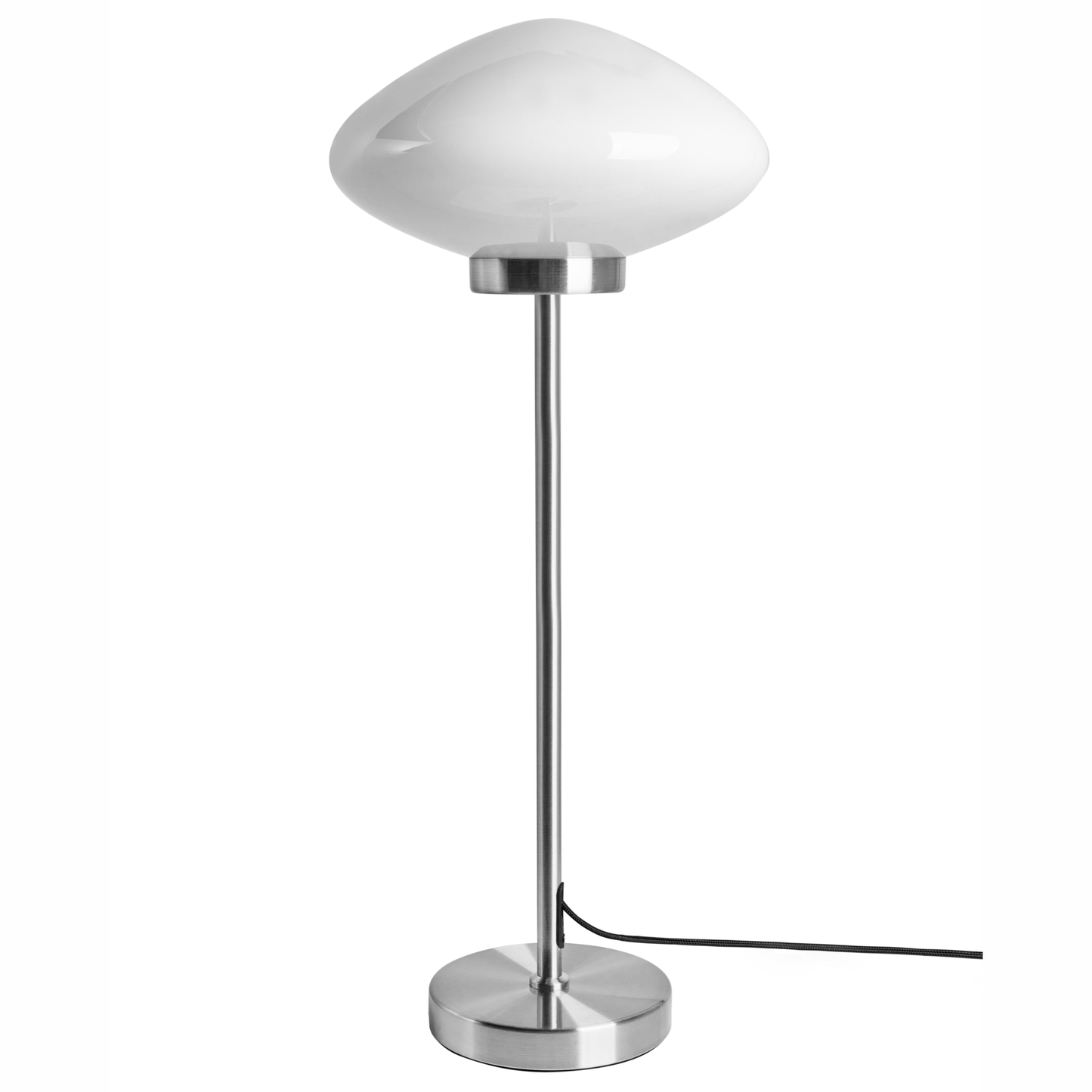 Table Lamp Silver Iron Base With Mushroom Milk Glass Shade
