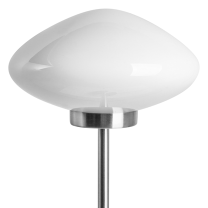 Table Lamp Silver Iron Base With Mushroom Milk Glass Shade