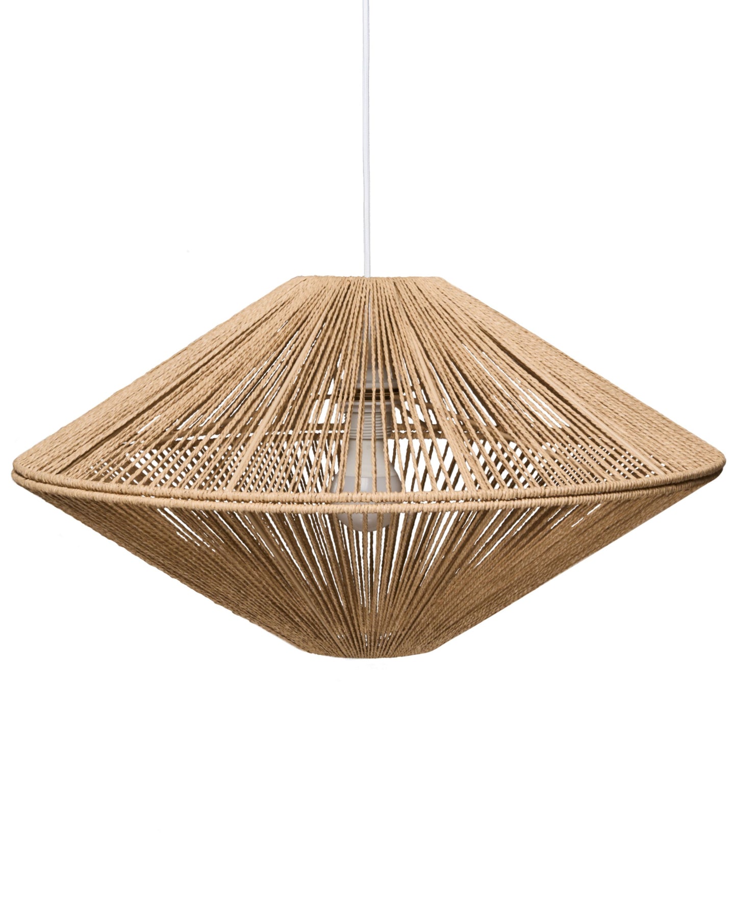 Natural Paper Rope Pendant Lamp OpenWeave Diamond Shade