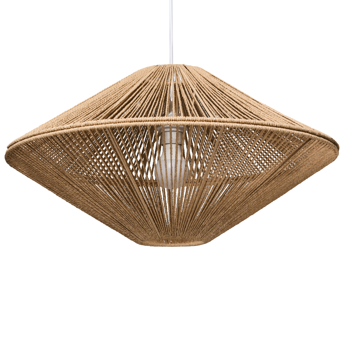 Natural Paper Rope Pendant Lamp OpenWeave Diamond Shade