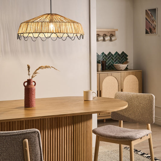 Co Natural Rattan Raffia Pendant Lamp Handwoven Boho Elegant Ceiling Light