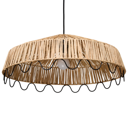 Co Natural Rattan Raffia Pendant Lamp Handwoven Boho Elegant Ceiling Light
