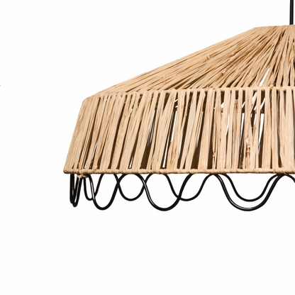Co Natural Rattan Raffia Pendant Lamp Handwoven Boho Elegant Ceiling Light