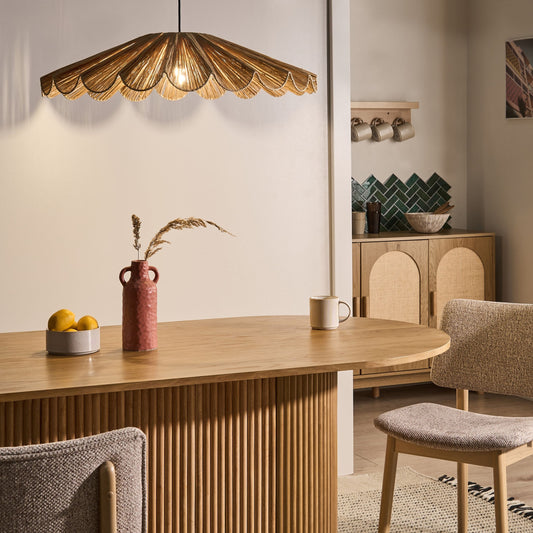Boho Raffia Pendant Lamp Handwoven Natural Ceiling Light
