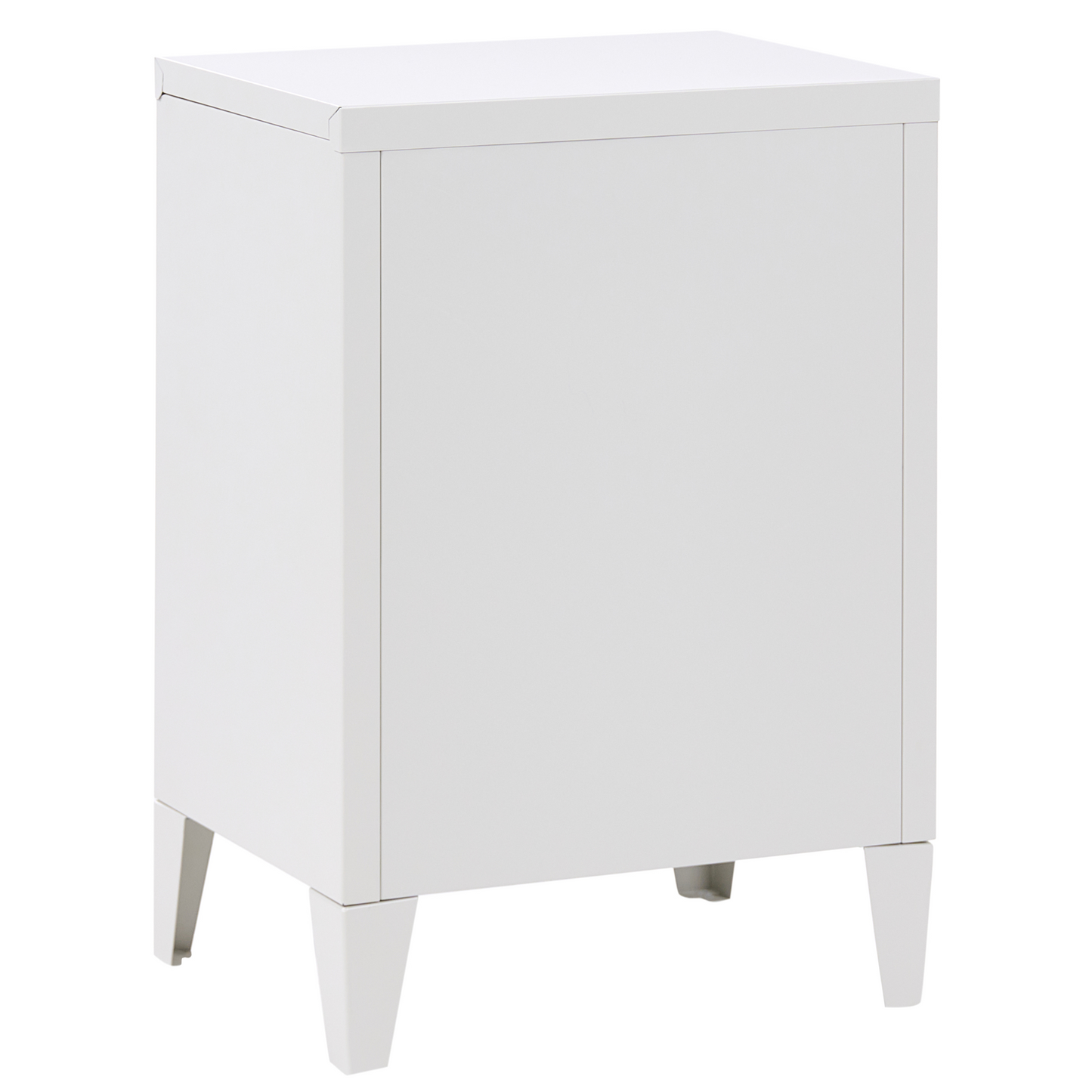 Light Grey Metal Storage Cabinet With Fluted Glass Front