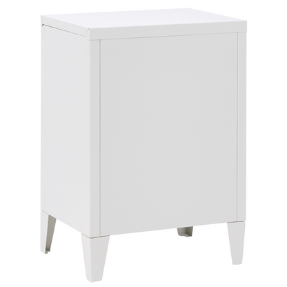 Light Grey Metal Storage Cabinet With Fluted Glass Front