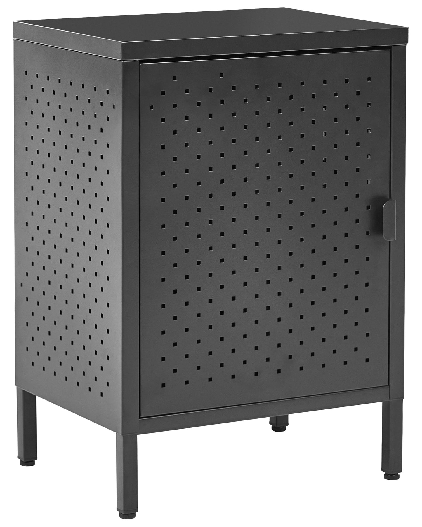 Powder Coated Black Steel Office Cabinet With 2 Shelves