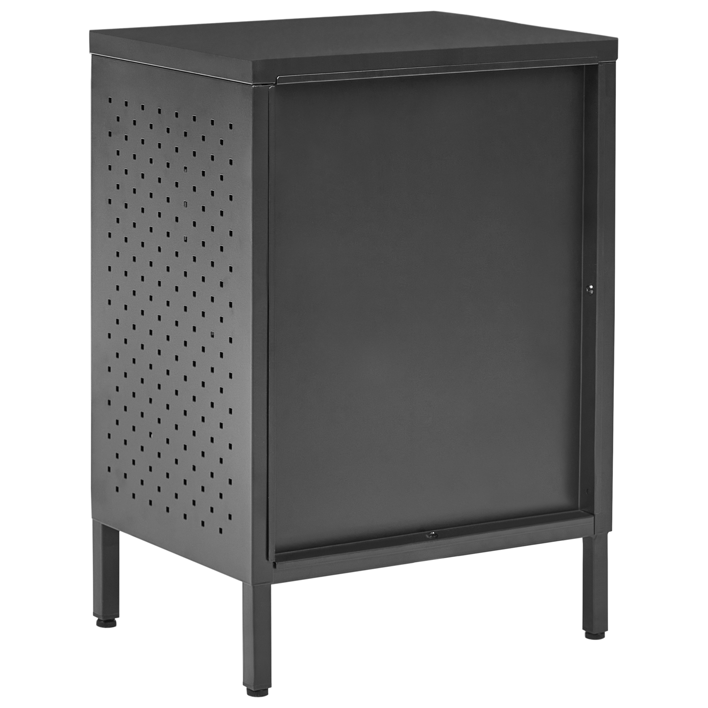 Powder Coated Black Steel Office Cabinet With 2 Shelves