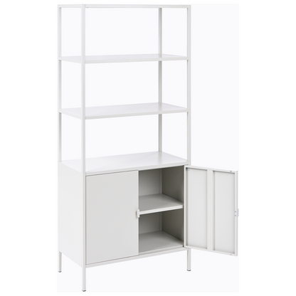 Light Grey Powder Coated Steel Office Cabinet With 5 Shelves