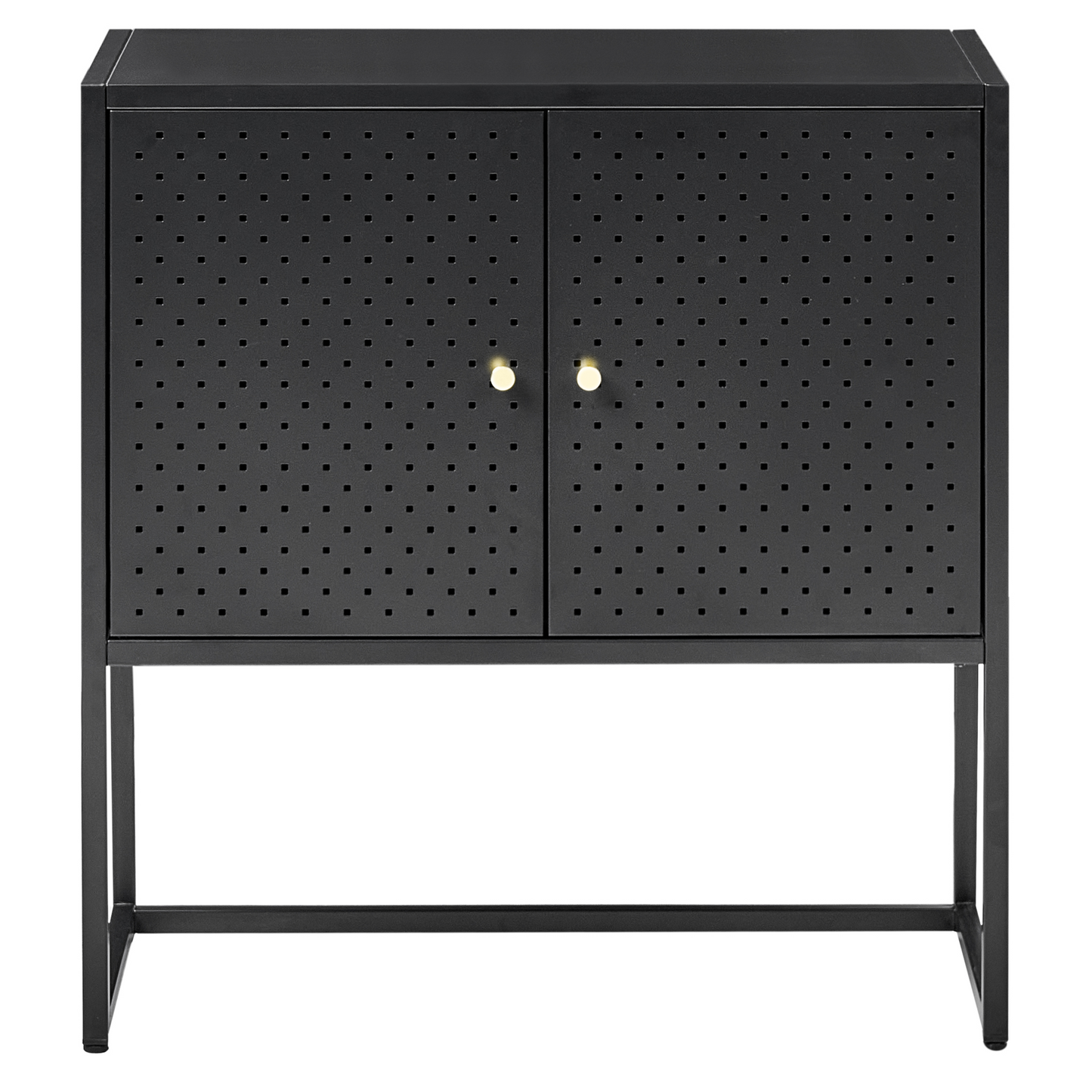 Powder Coated Black Steel Storage Cabinet With 2 Shelves