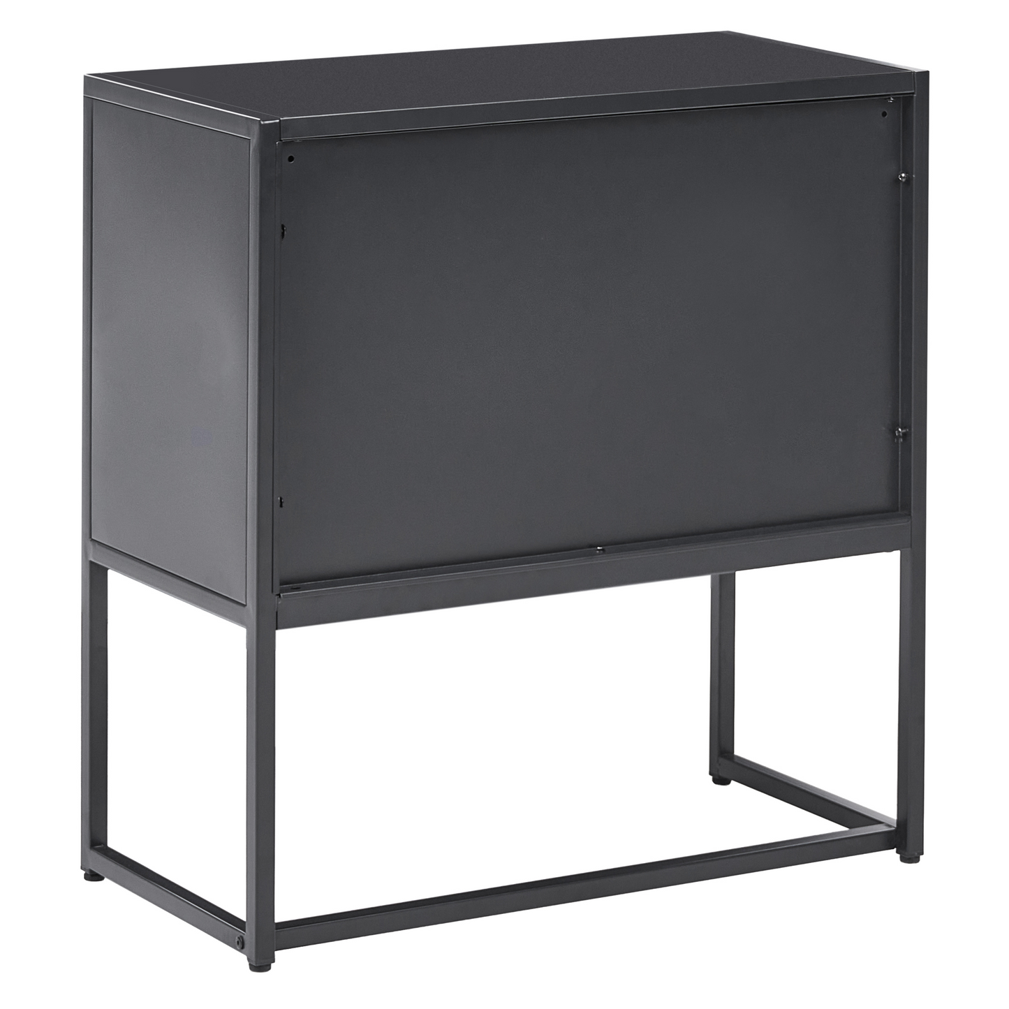 Powder Coated Black Steel Storage Cabinet With 2 Shelves