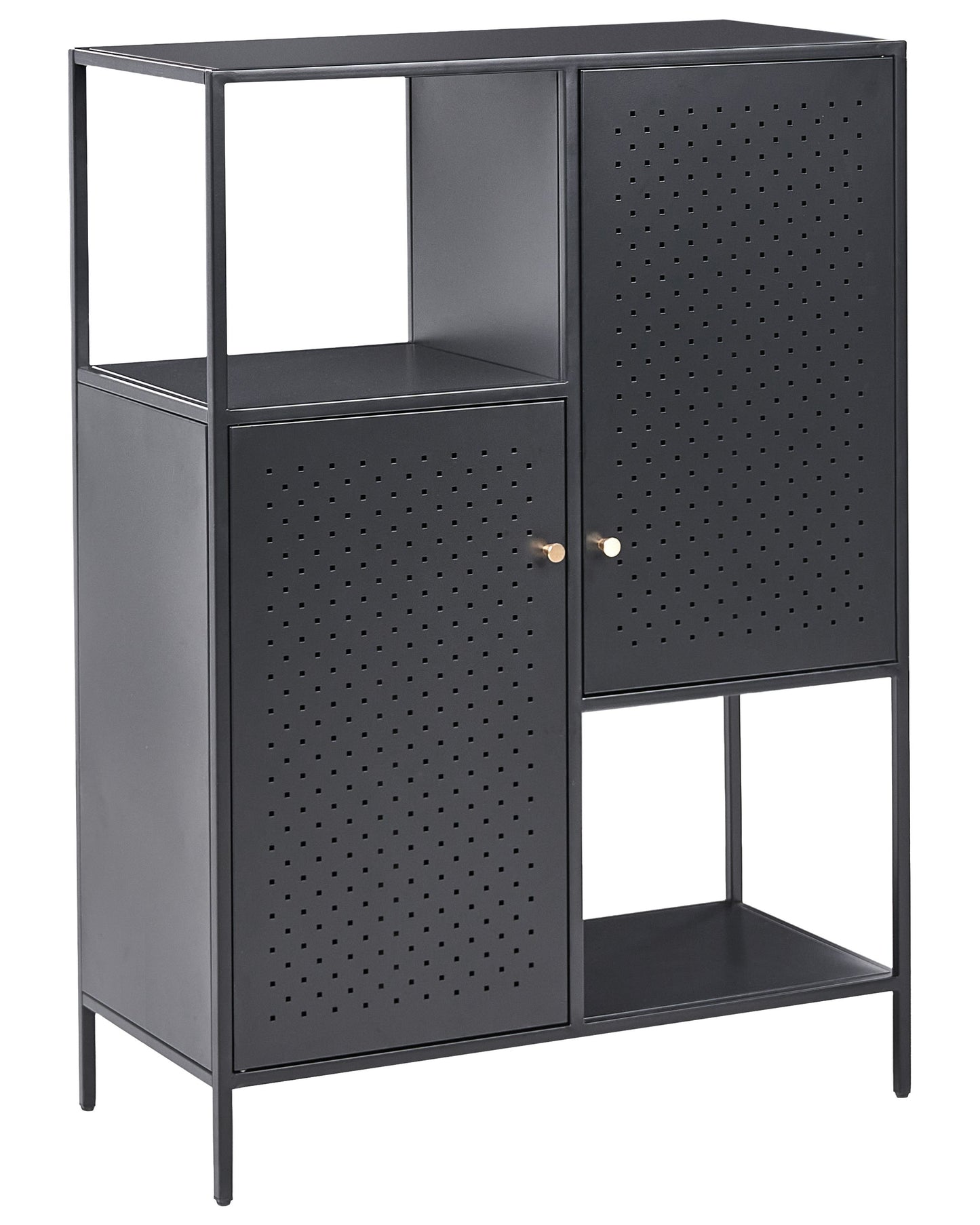 Black Powder Coated Steel Storage Cabinet 6 Shelf Office Unit