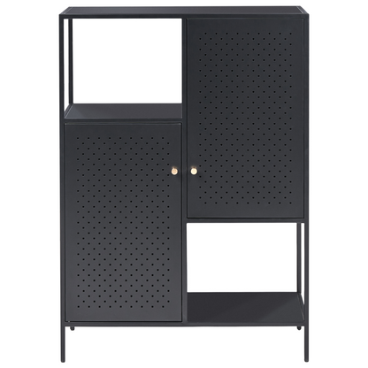 Black Powder Coated Steel Storage Cabinet 6 Shelf Office Unit