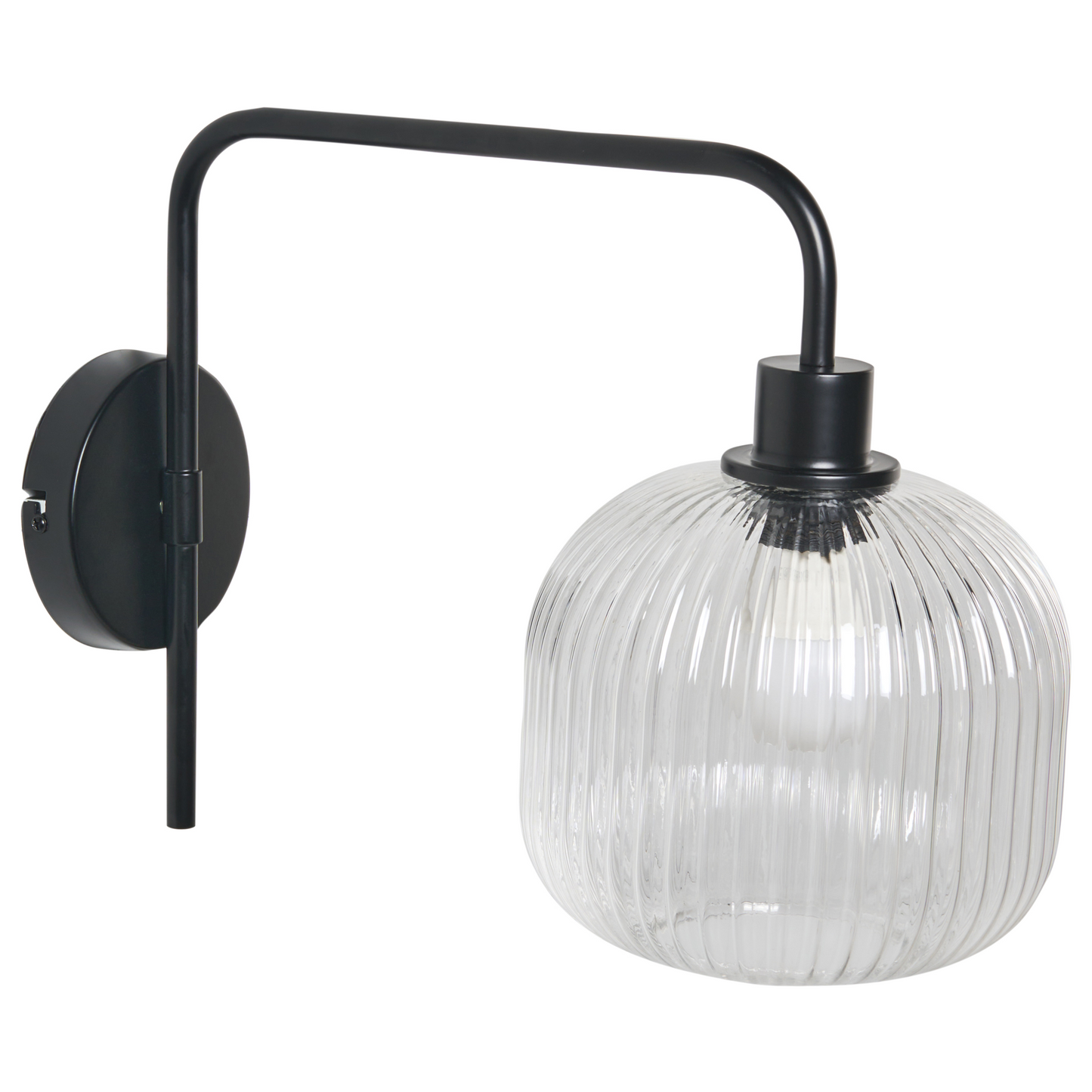 Wall Lamp Black Iron Glass Drum Shade Modern Industrial