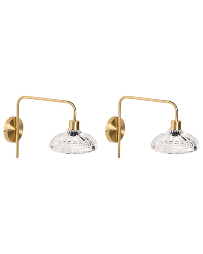Wall Lamp Gold Iron Glass Drum Shade Modern Industrial