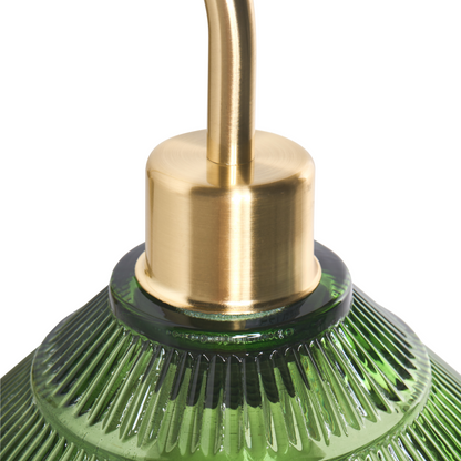 Set Of 2 Wall Lamps Gold Metal Base Green Glass Shade