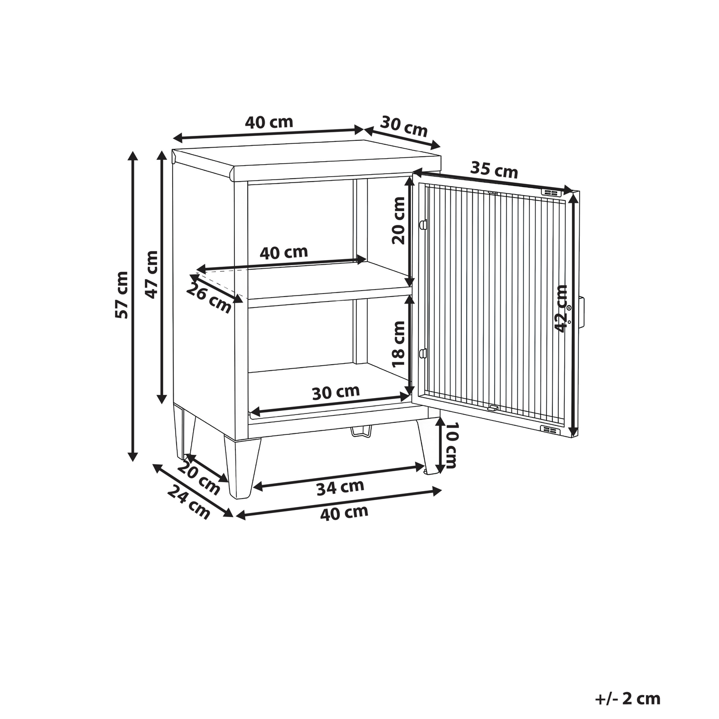 Light Grey Metal Storage Cabinet With Fluted Glass Front
