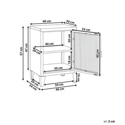 Light Grey Metal Storage Cabinet With Fluted Glass Front