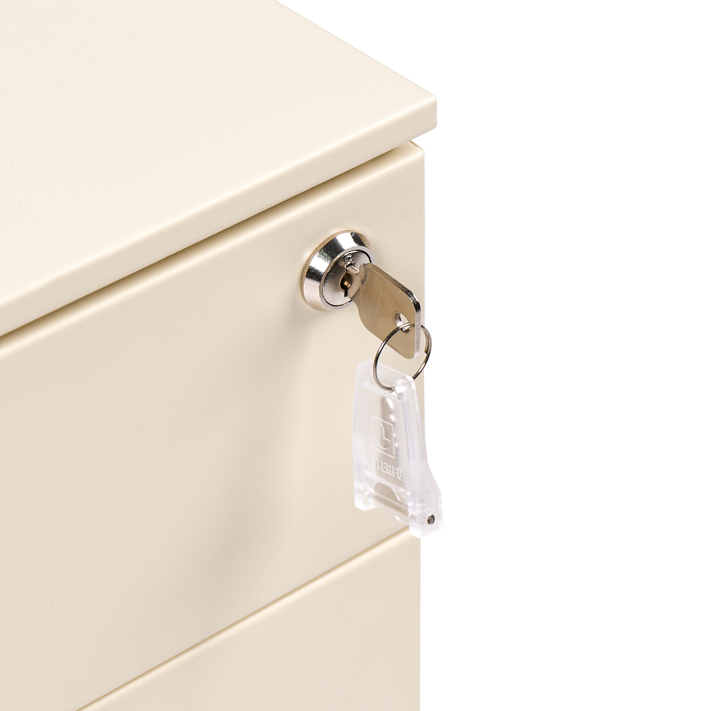 Storage Cabinet Light Beige Metal 3-Drawers Key Lock