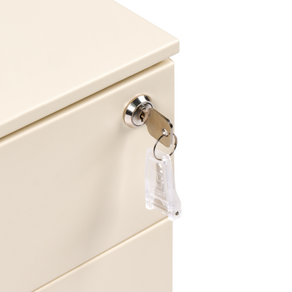 Storage Cabinet Light Beige Metal 3-Drawers Key Lock