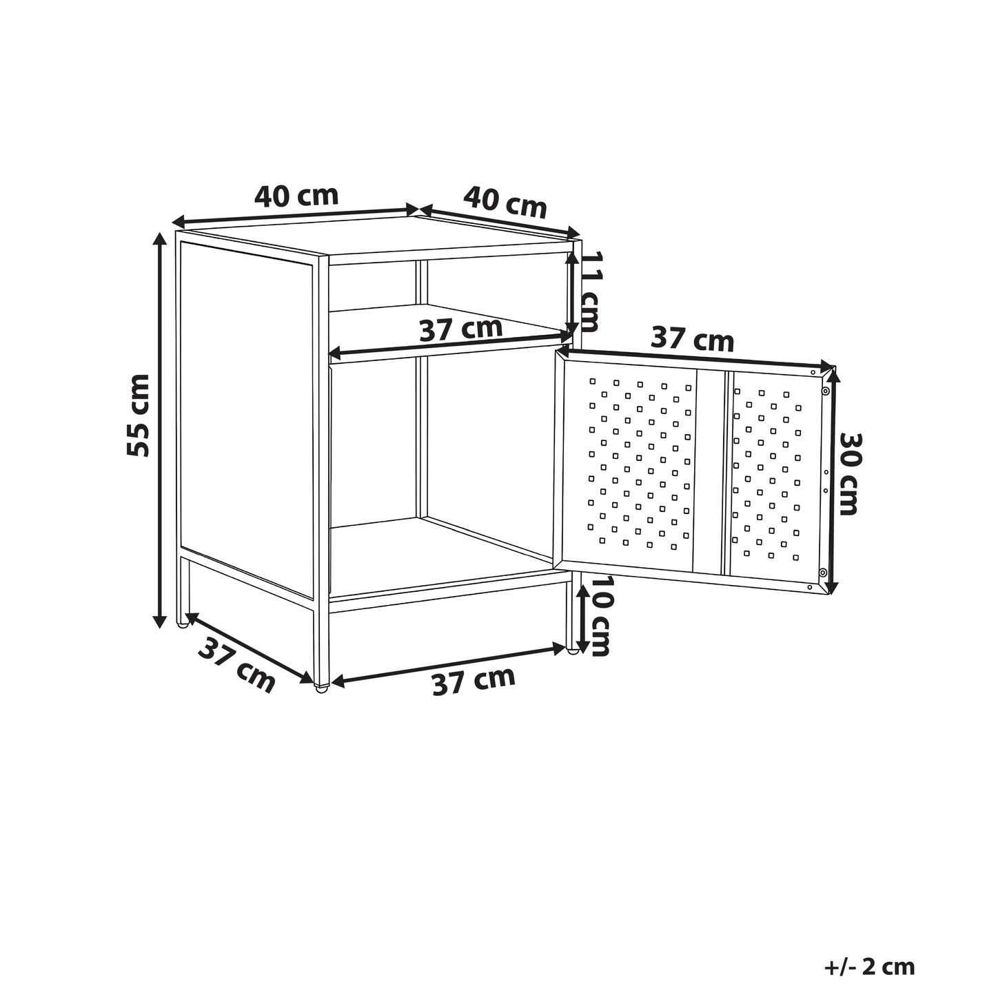 Black Steel Office Cabinet With 2 Shelves Powder Coated