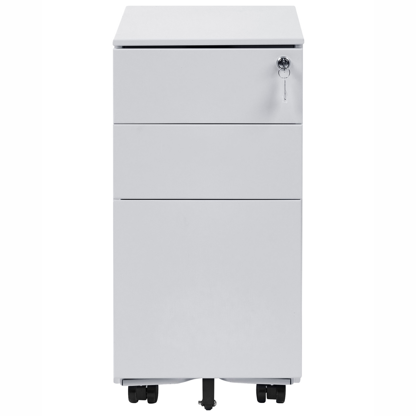 Light Grey Metal 3 Drawer Cabinet With Key Lock Castors For Home Office And Garage