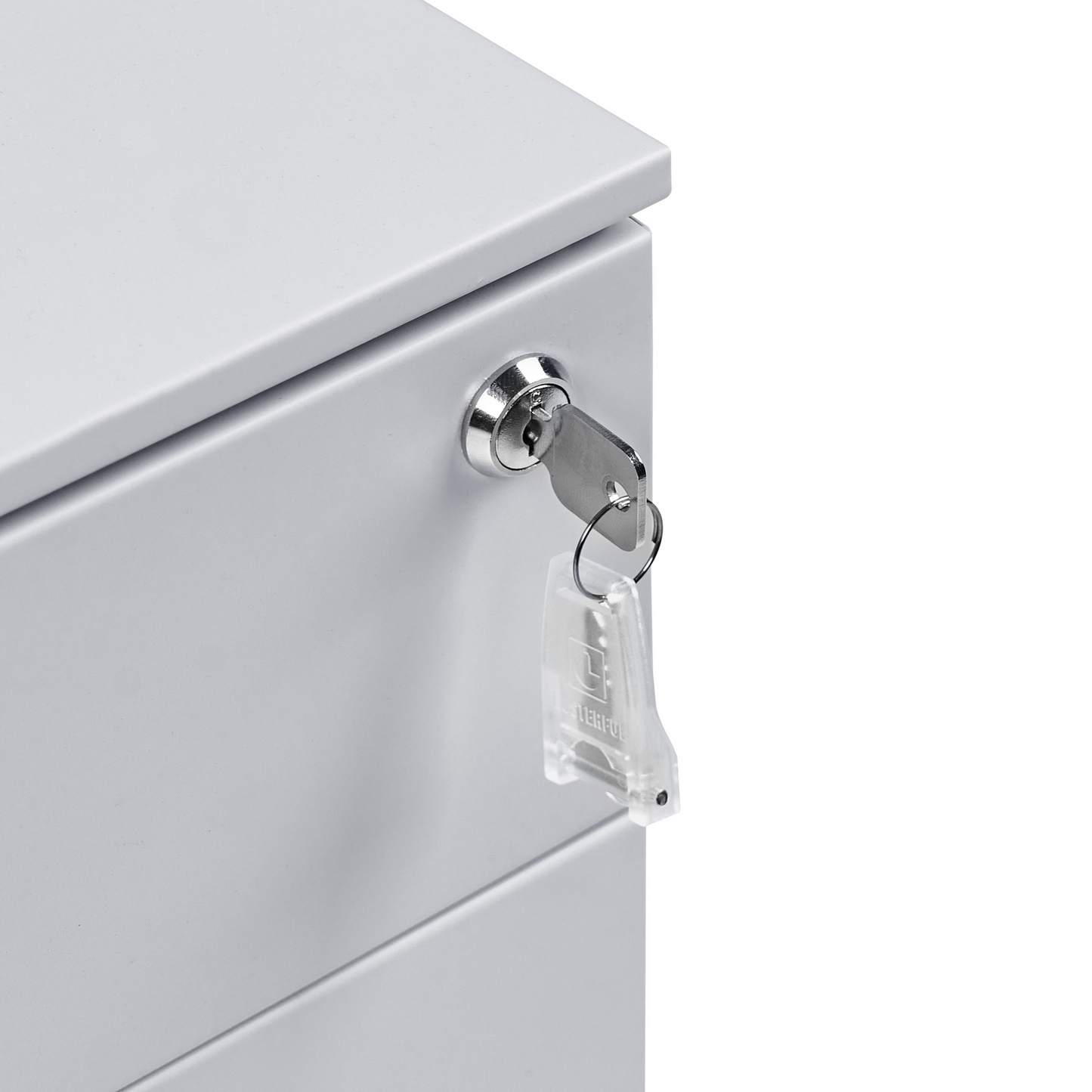 Light Grey Metal 3 Drawer Cabinet With Key Lock Castors For Home Office And Garage