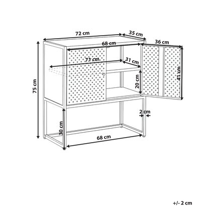 Powder Coated Black Steel Storage Cabinet With 2 Shelves