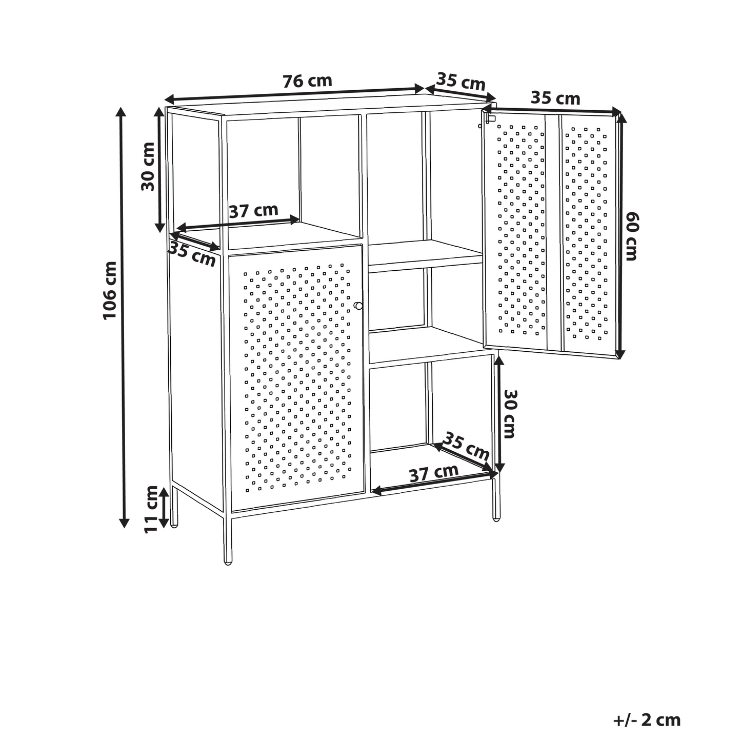 Black Powder Coated Steel Storage Cabinet 6 Shelf Office Unit