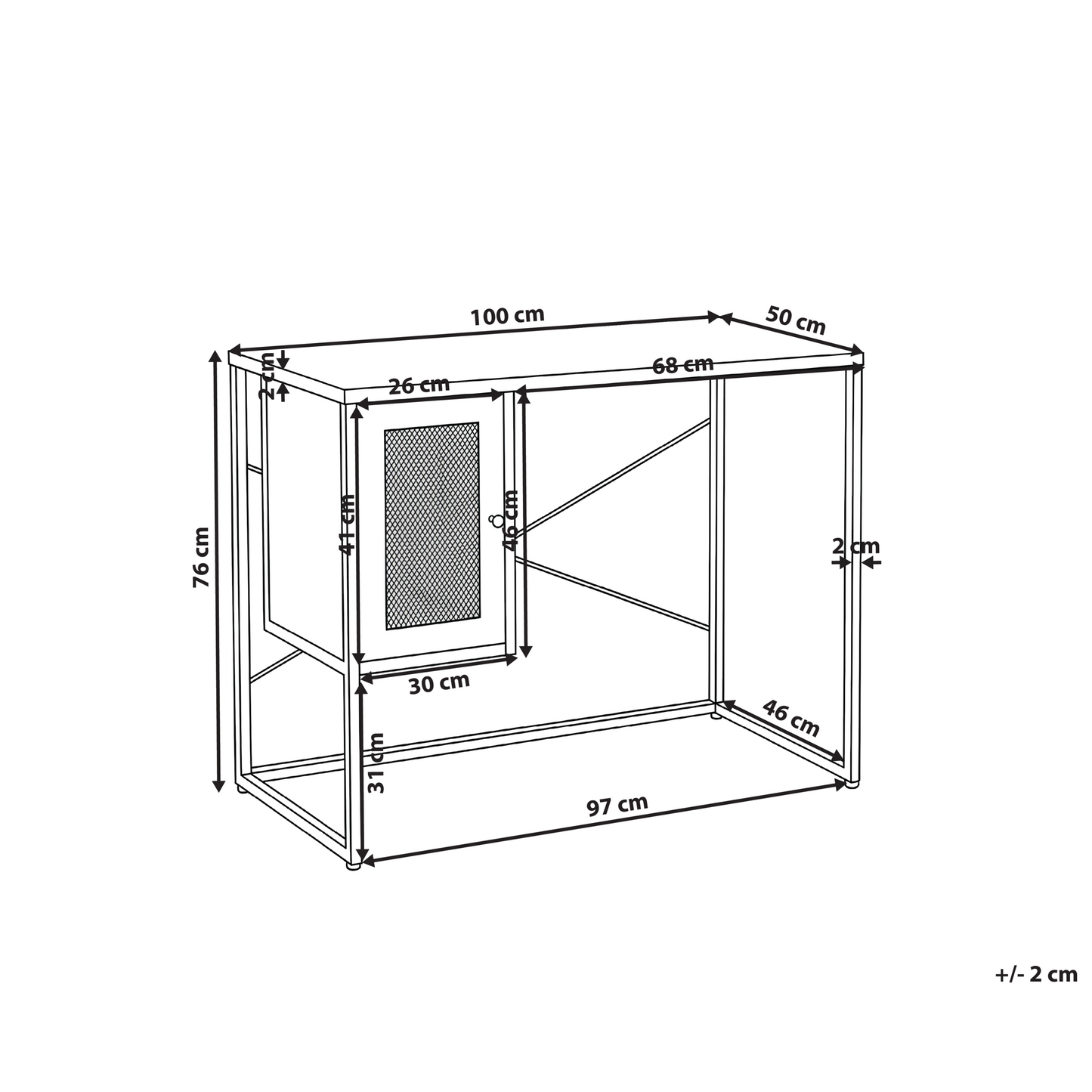 Office Desk With Mesh Storage Doors Black Powder Coat