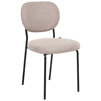 Set of 2 Armless Dining Chairs in Light Brown Fabric