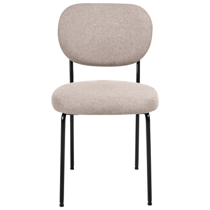 Set of 2 Armless Dining Chairs in Light Brown Fabric