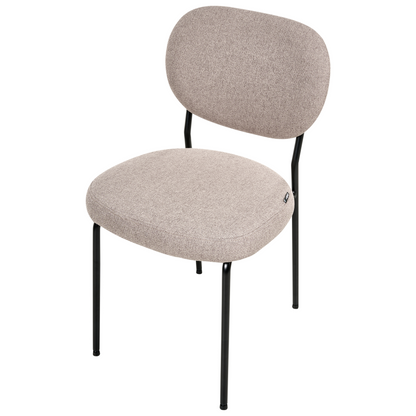 Set of 2 Armless Dining Chairs in Light Brown Fabric