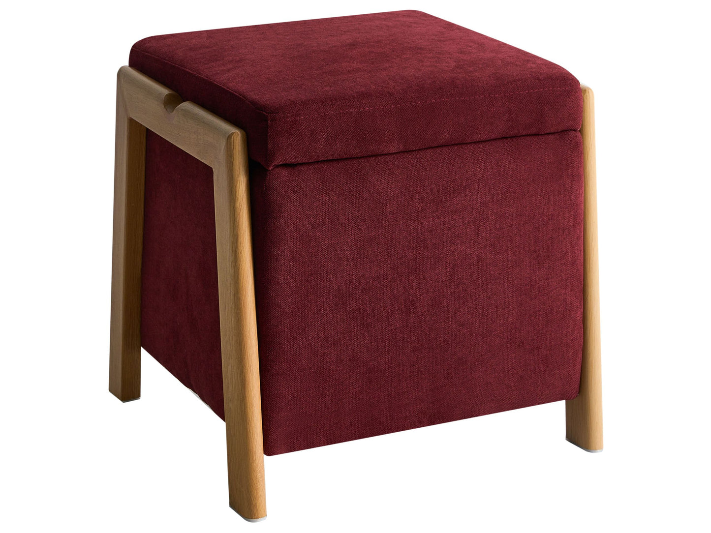 Retro Pouffe Burgundy Fabric With Hidden Storage