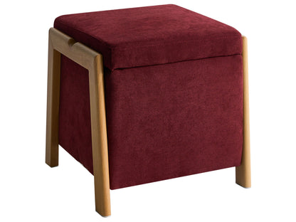 Retro Pouffe Burgundy Fabric With Hidden Storage
