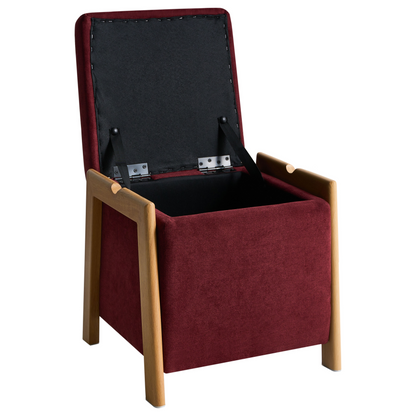 Retro Pouffe Burgundy Fabric With Hidden Storage