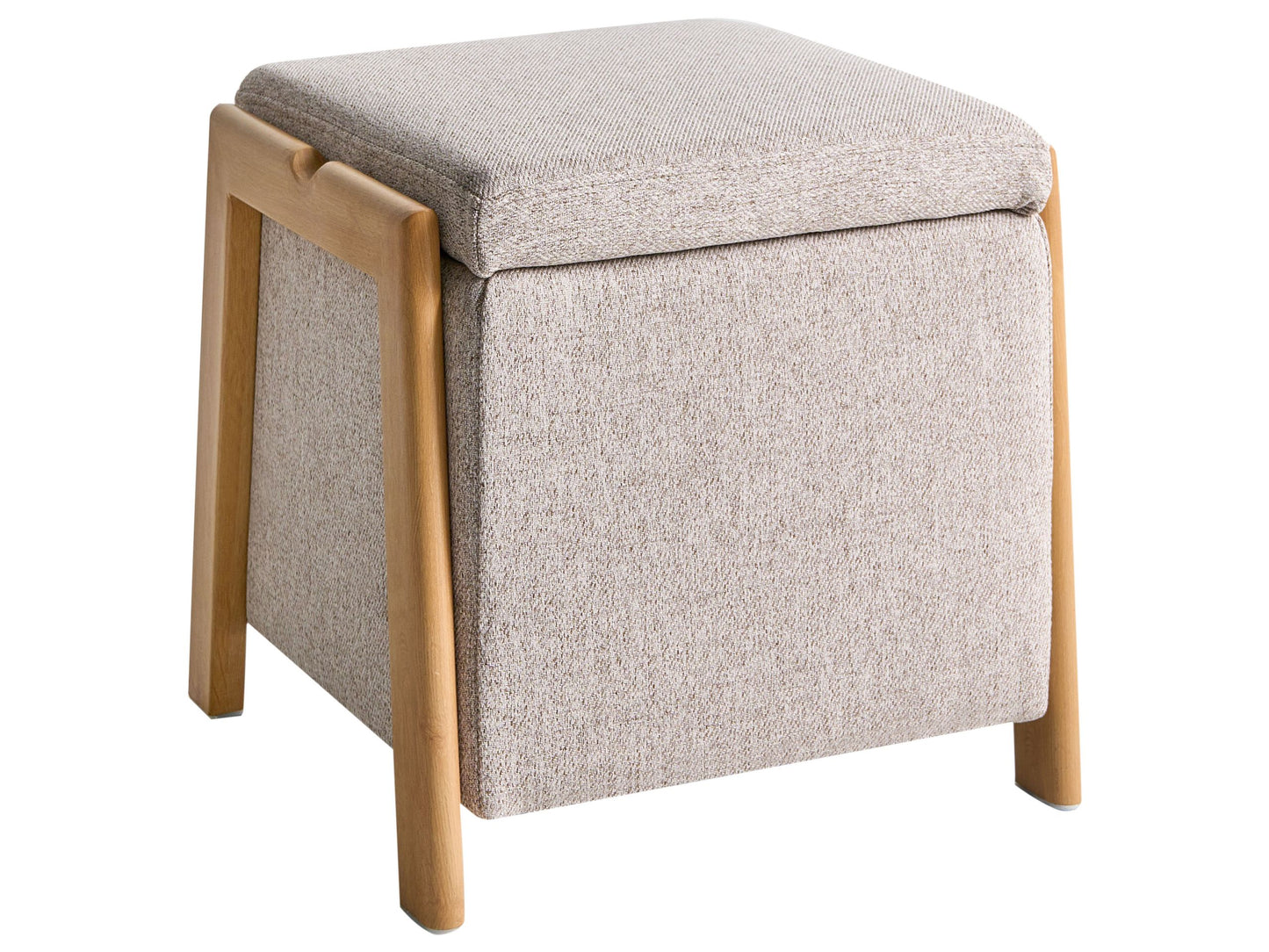 Pouffe With Hidden Storage Light Brown Fabric