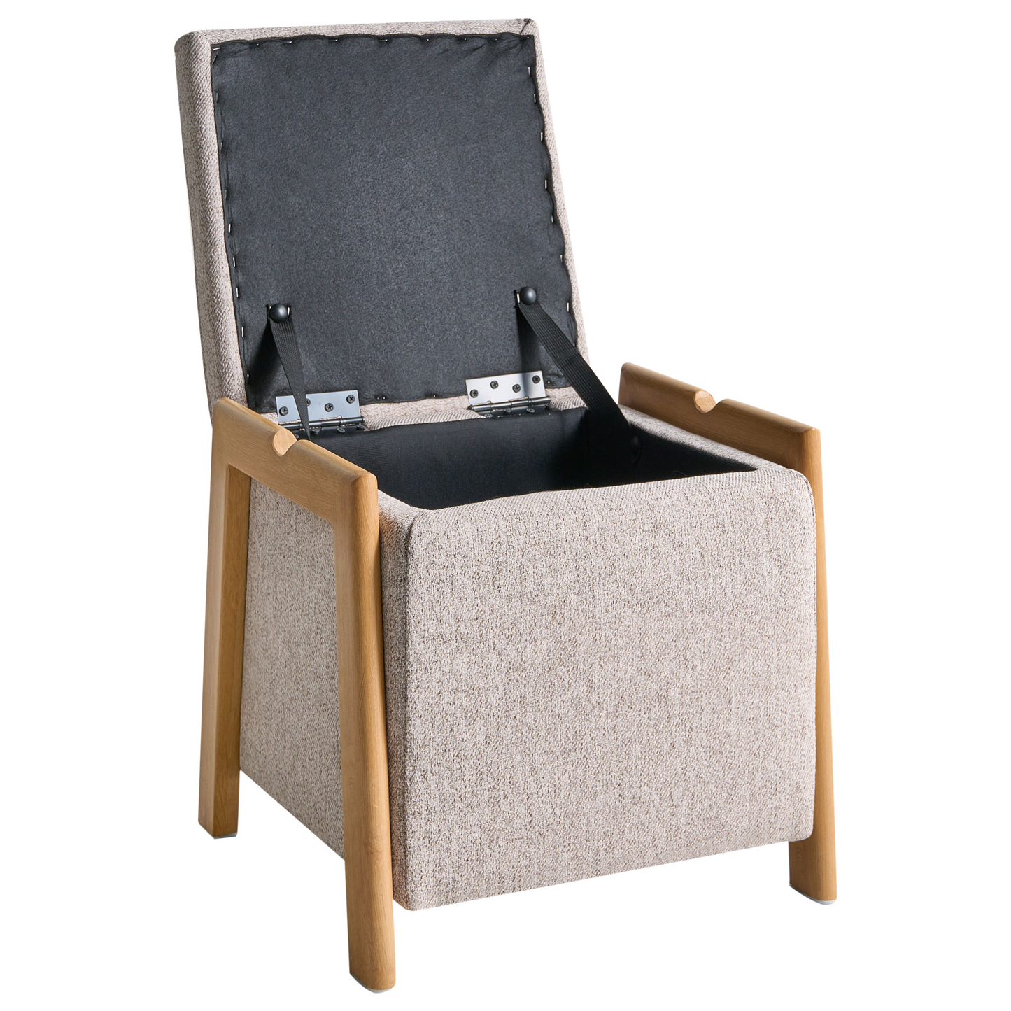 Pouffe With Hidden Storage Light Brown Fabric