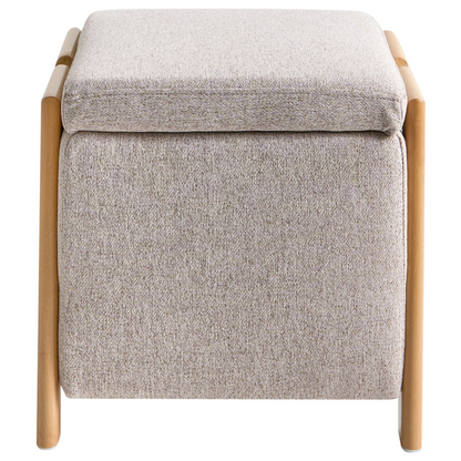 Pouffe With Hidden Storage Light Brown Fabric