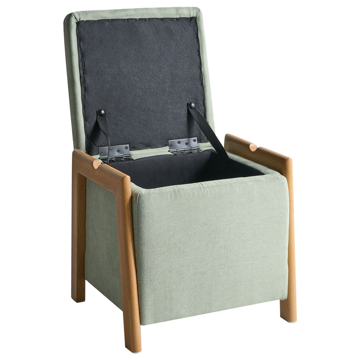 Retro Pouffe With Hidden Storage Light Green Fabric