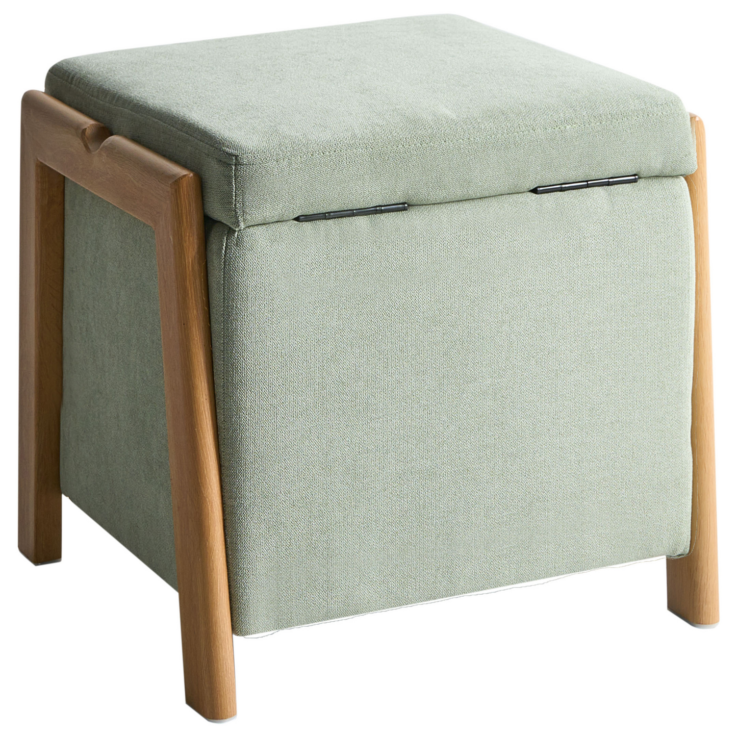 Retro Pouffe With Hidden Storage Light Green Fabric
