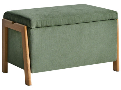 Storage Bench Green Fabric Upholstery With Hidden Integrated Storage Compartments
