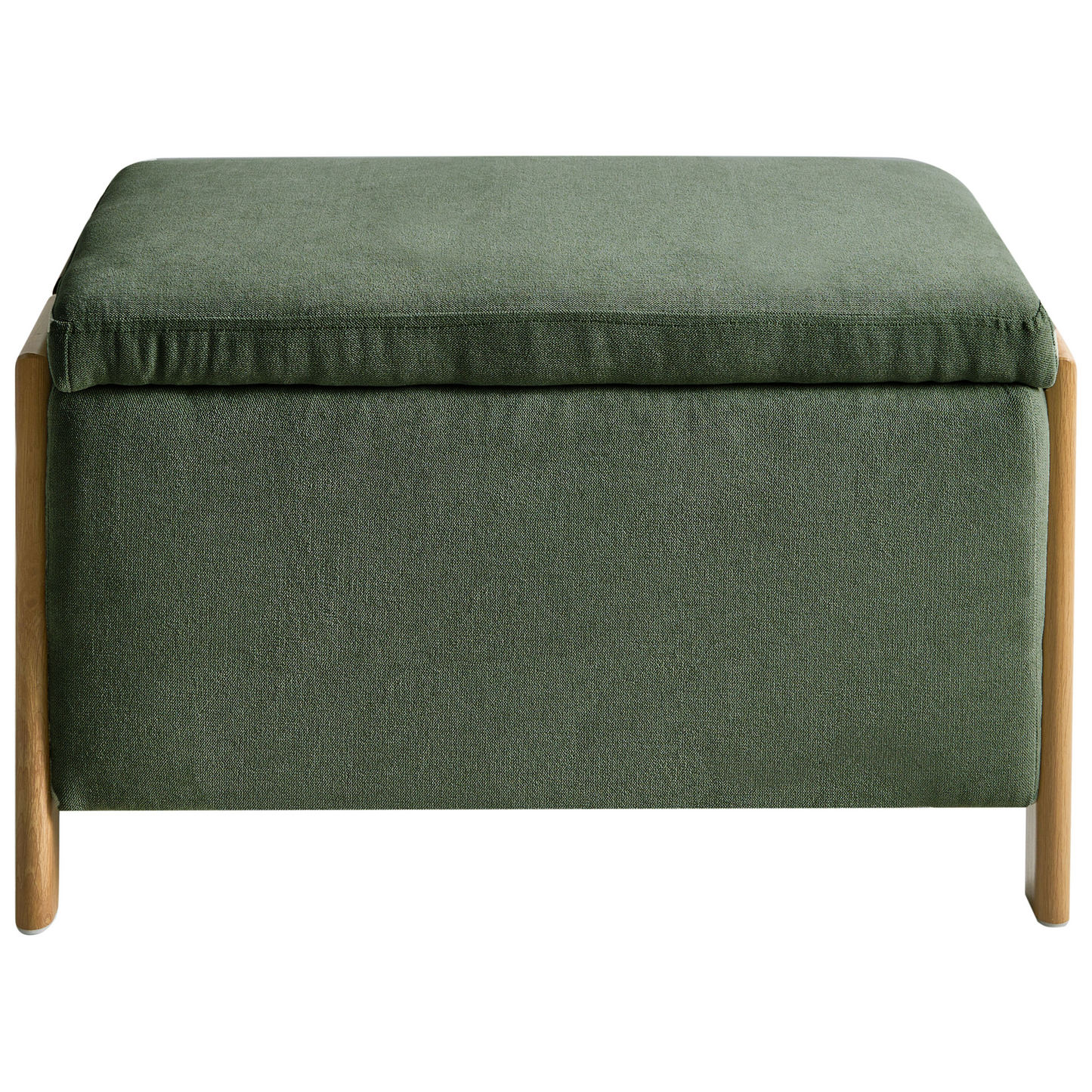 Storage Bench Green Fabric Upholstery With Hidden Integrated Storage Compartments